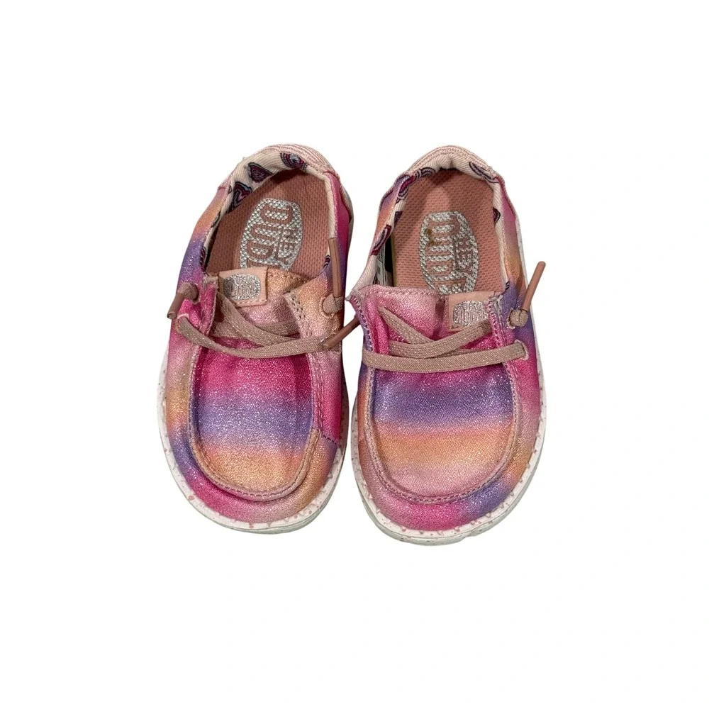Hey Dude Wendy Sparkle Star Pink Purple Glitter Toddler Shoes Size K5